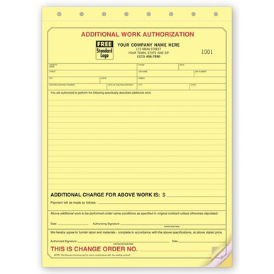 Additional Work Authorizations, 8 1/2 x 11"