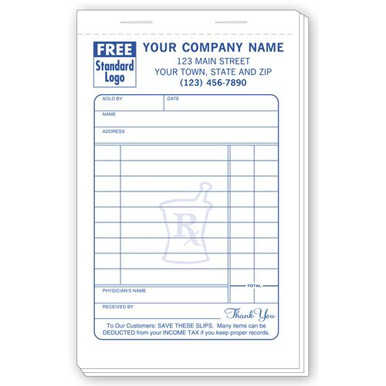 Large Pharmacy Sales Slips, 3 3/8 x 5 1/2"